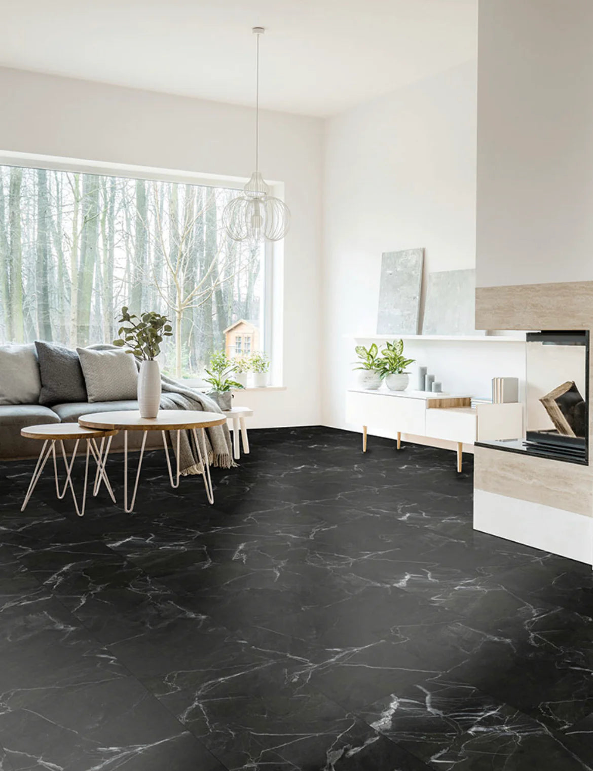 Klick-Vinylboden "2156 Pulheim Marmor" Hochglanz - Fliese XL integr. Trittschalldämmung