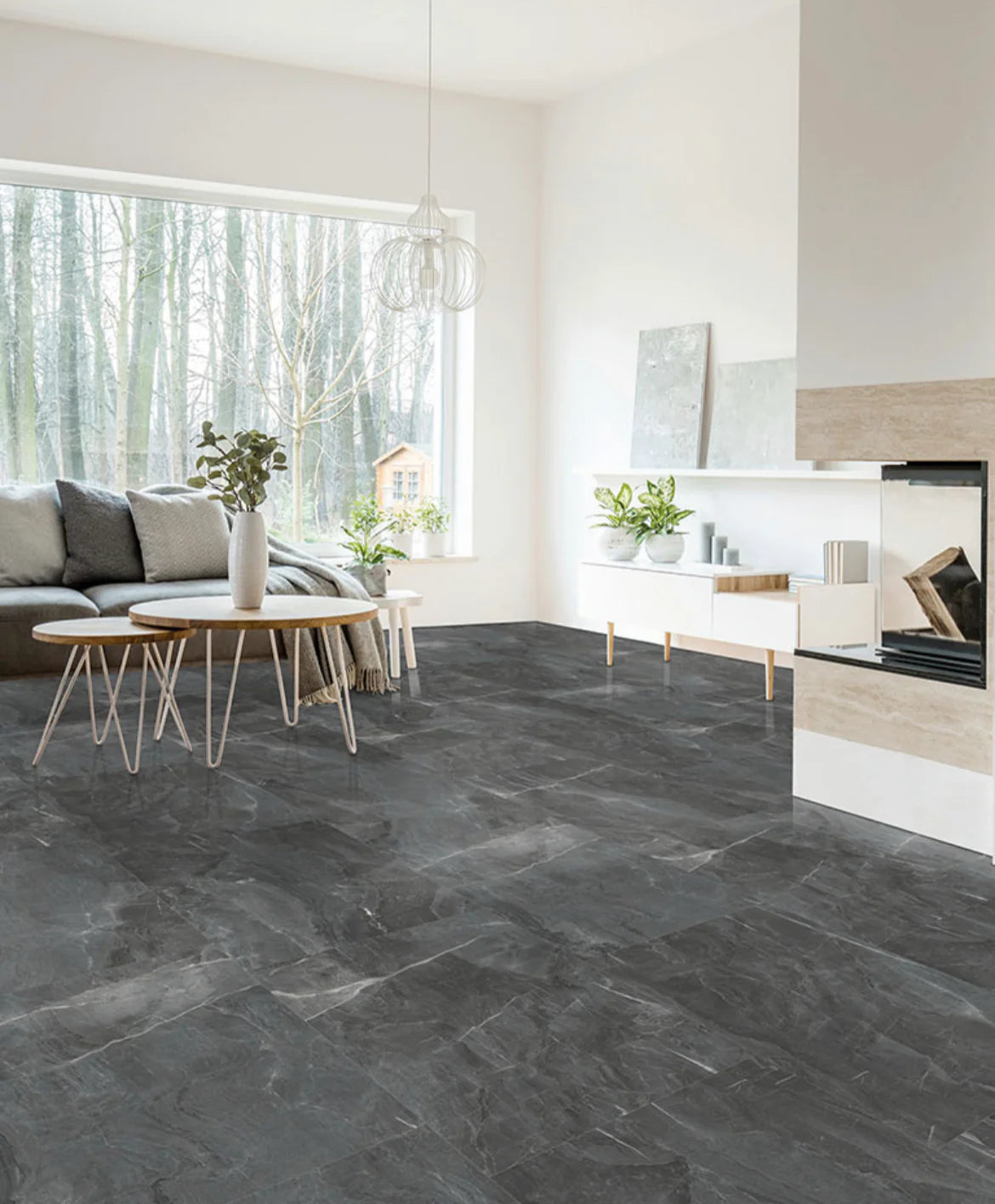 Klick-Vinylboden "2159 Levin Marmor" Hochglanz-Fliese XL integr. Trittschalldämmung