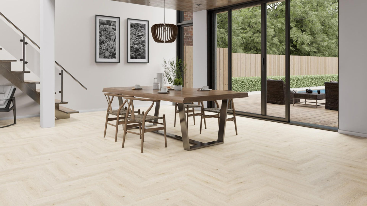 Klick-Vinylboden "2490H Weitenhagen Eiche Herringbone / Fischgrät" integr. Trittschalldämmung