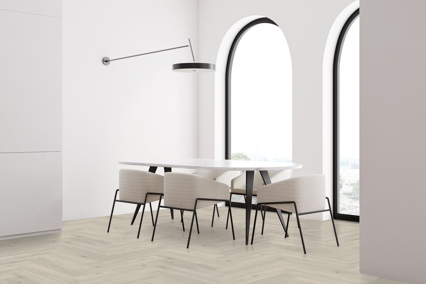 Klick-Vinylboden "2492H Mühlenfeld Eiche Herringbone / Fischgrät" integr. Trittschalldämmung