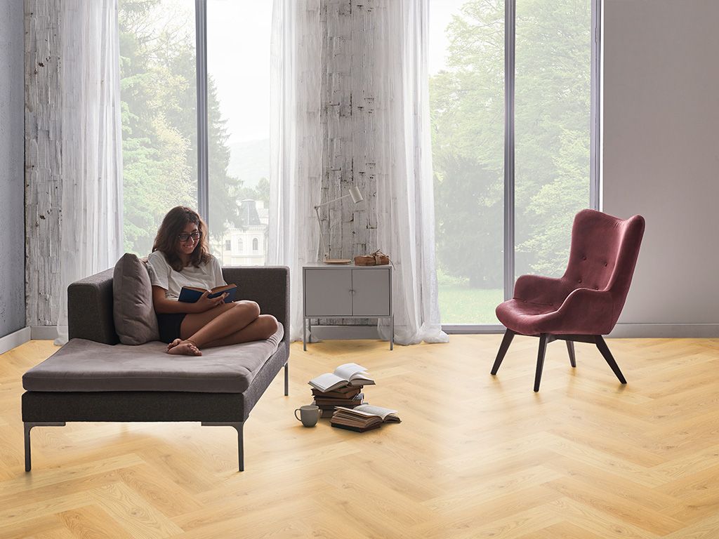 Klick-Vinylboden "2078H Burbach Eiche Herringbone / Fischgrät" integr. Trittschalldämmung