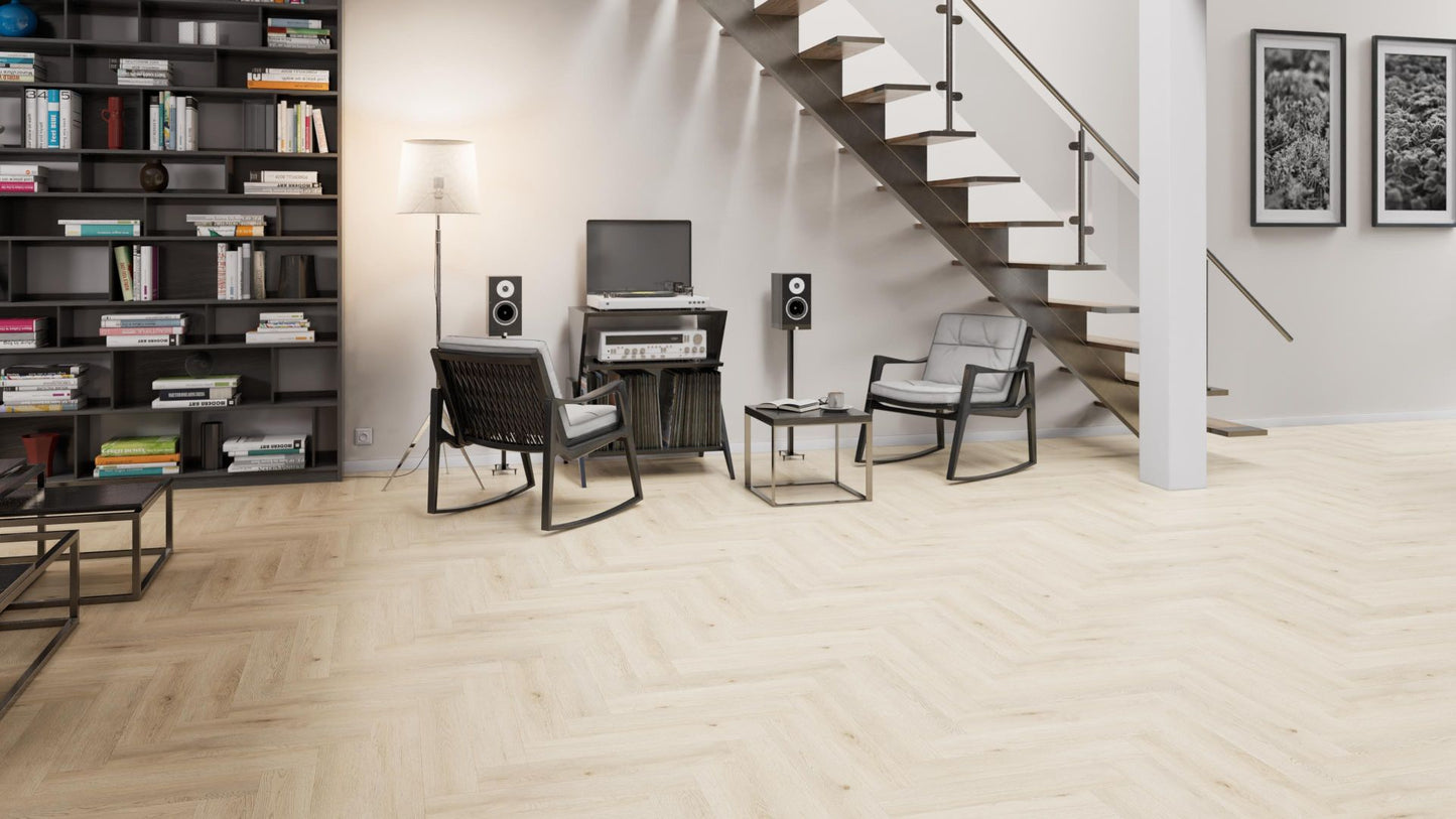 Klick-Vinylboden "2490H Weitenhagen Eiche Herringbone / Fischgrät" integr. Trittschalldämmung
