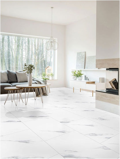 Klick-Vinylboden "2157 Alsberg Marmor" HOCHGLANZ-Fliese XL integr. Trittschalldämmung